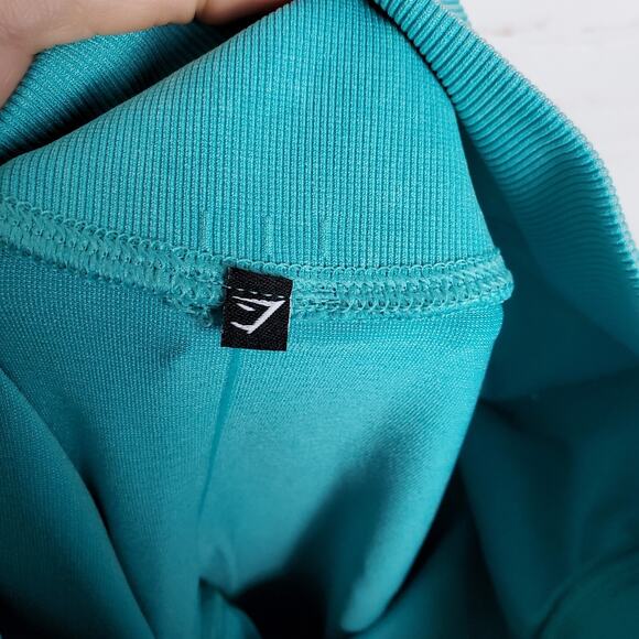 Gymshark Leggings Womens M Capri Blue Acid Wash Sweat Seamless Washed Gym - Picture 10 of 15